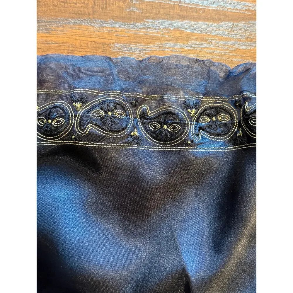 Vintage Jaclyn Smith Navy Blue Paisley Slip Dress Lingerie - Size S (SG50)